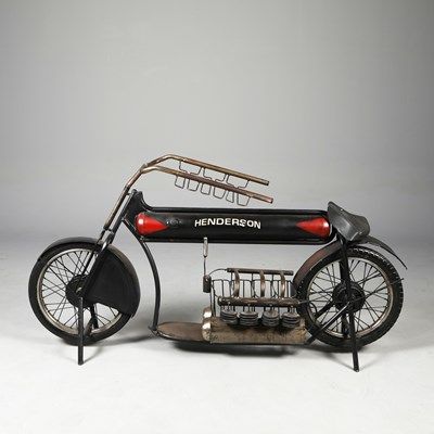 Lot 733 - BOTTLE RACK/BAR IN THE FROM OF A VINTAGE HENDERSON MOTORCYCLE