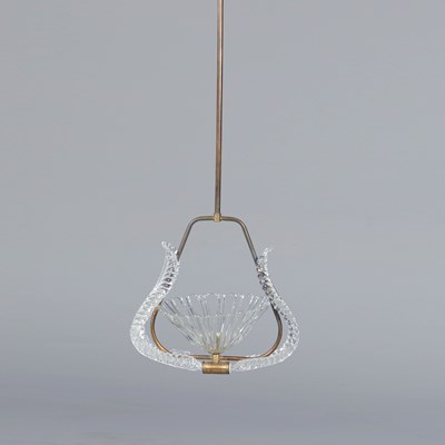 Lot 643 - 1950s ITALIAN BAROVIER & TOSO MURANO GLASS LEAF PENDANT LIGHT