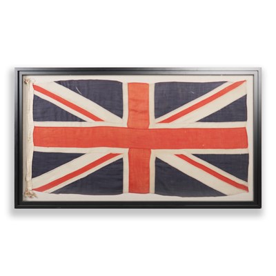Lot 138 - A FRAMED BRITISH UNION JACK FLAG.