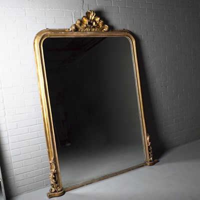 Lot 399 - OVERMANTEL MIRROR, 19th CENTURY GILTWOOD