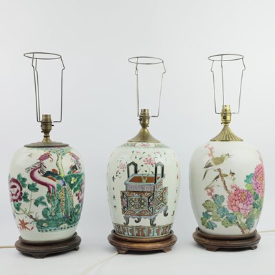 Lot 354 - THREE CHINESE TABLE LAMPS