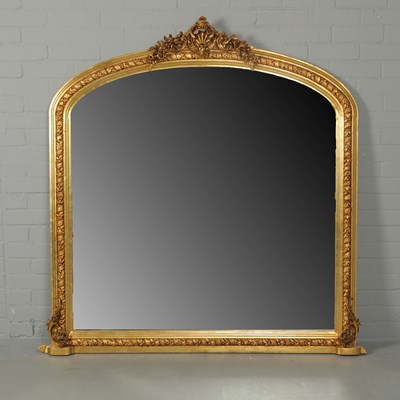Lot 843 - VICTORIAN STYLE OVERMANTEL WALL MIRROR.