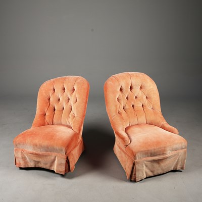 Lot 329 - PAIR OF VICTORIAN SLIPPER CHAIRS (2)
