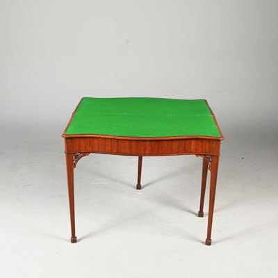 Lot 319 - GEORGE III WALNUT SERPENTINE CARD TABLE