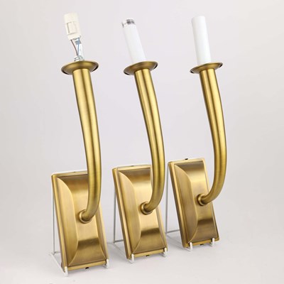 Lot 573 - SELECTED BY PAOLO MOSCHINO MARCO SINGLE ARM WALL LIGHTS, A SET OF 3.