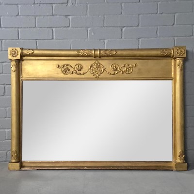 Lot 763 - 19th CENTURY GILTWOOD OVERMANTEL MIRROR.