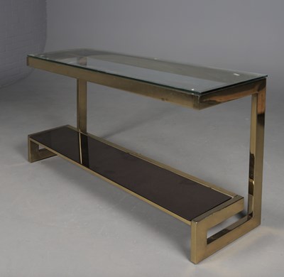 Lot 678 - ATTRIBUTED TO BELGO CHROME G CONSOLE TABLE.