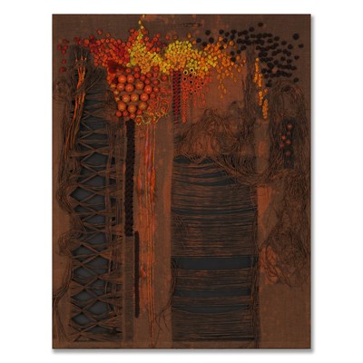 Lot 55 - 1960s WALL HANGING MIXED MEDIA TAPESTRY IN THE STYLE OF TADEK BEUTLICH.