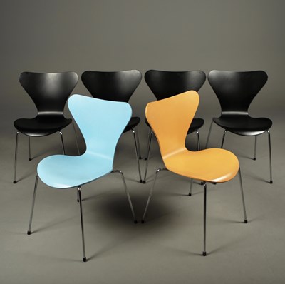 Lot 553 - FRITZ HANSEN SERIES 7 CHAIRS, A SET OF 6.