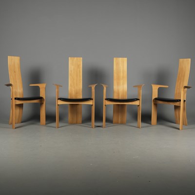 Lot 749 - SET OF FOUR DANISH 1980s IRIS DINING CHAIRS BY BOB AND DRIES VAN DEN BERGHE FOR TRANEKAER.
